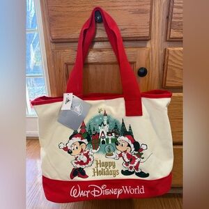 Walt Disney World Holiday Christmas Tote Bag 2025 Minnie and Mickey NWT